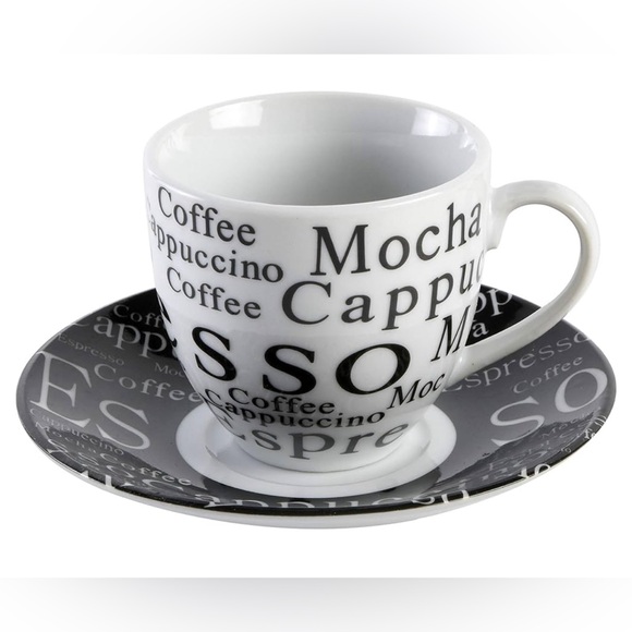 Espresso Porcelain Saucer Set, 13PC Cups Stand, White/Black. Never used. - Picture 5 of 5